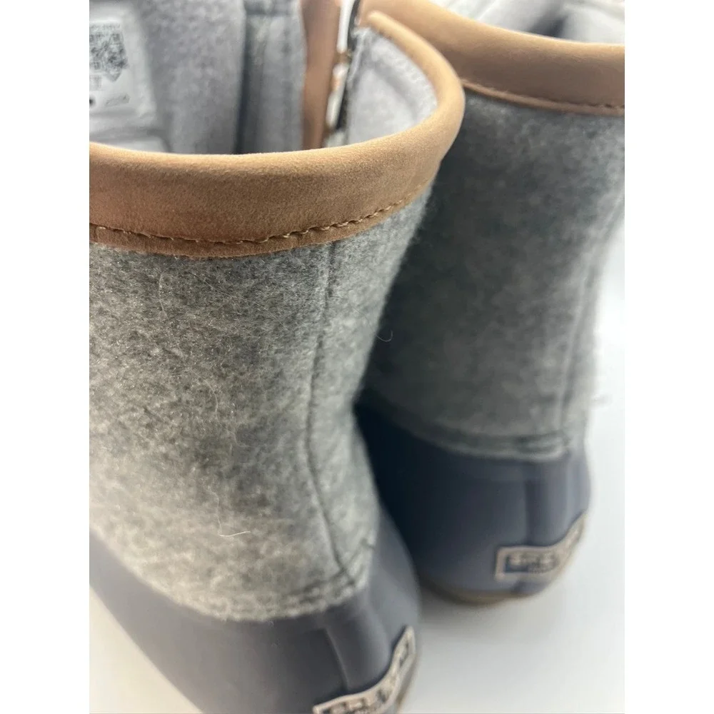 Sperry Saltwater Duck Boots Womens 10 Grey Wool Blend STS82475